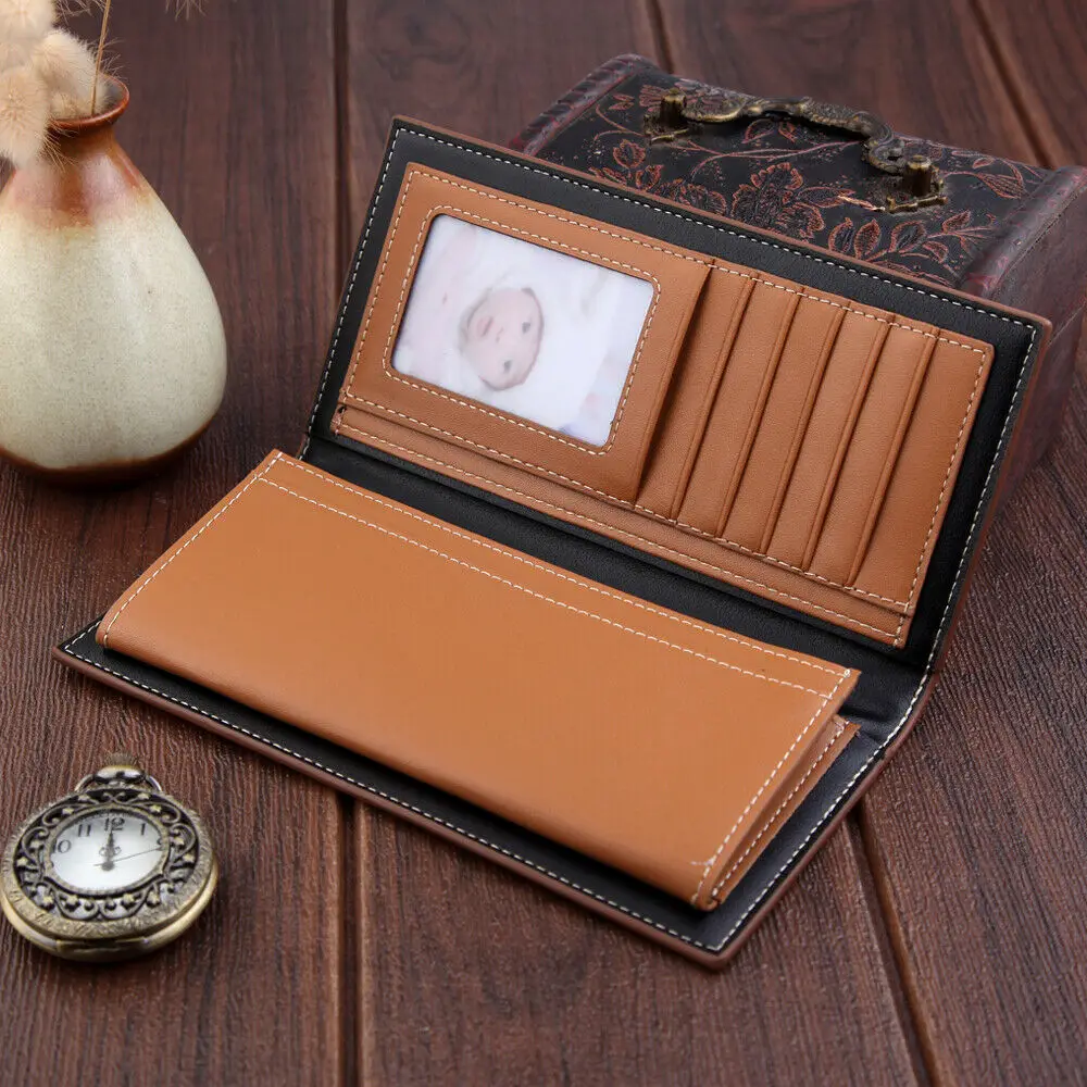 Новый мужской длинный кошелек клатч из искусственной кожи держатель для