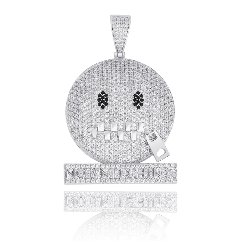 TOPGRILLZ круглое лицо характер молния рот Iced Out кубический циркон кулон и ожерелье Золото Серебро Цвет хип хоп ювелирные изделия для мужчин