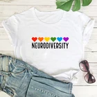 Женская футболка с изображением нейроразнообразия, летняя Винтажная футболка с изображением гордости