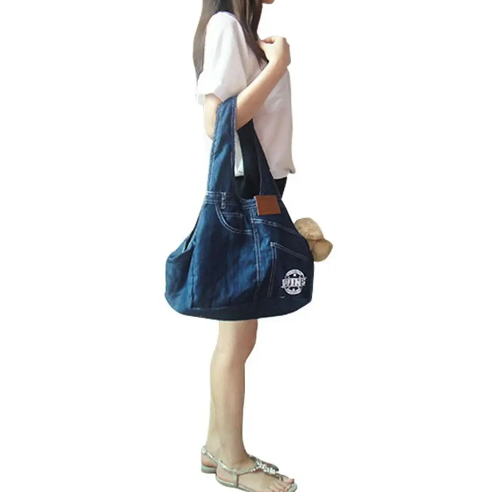 Синяя джинсовая ткань для домашних животных собак слинг ручная сумка кошек