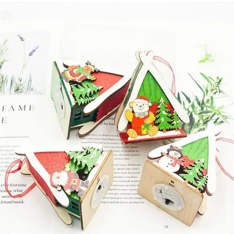 

2019 Merry Christmas Ornaments Christmas Gift Santa Claus Snowman Cartoon House Hanging Decorations for home Enfeites De Natal