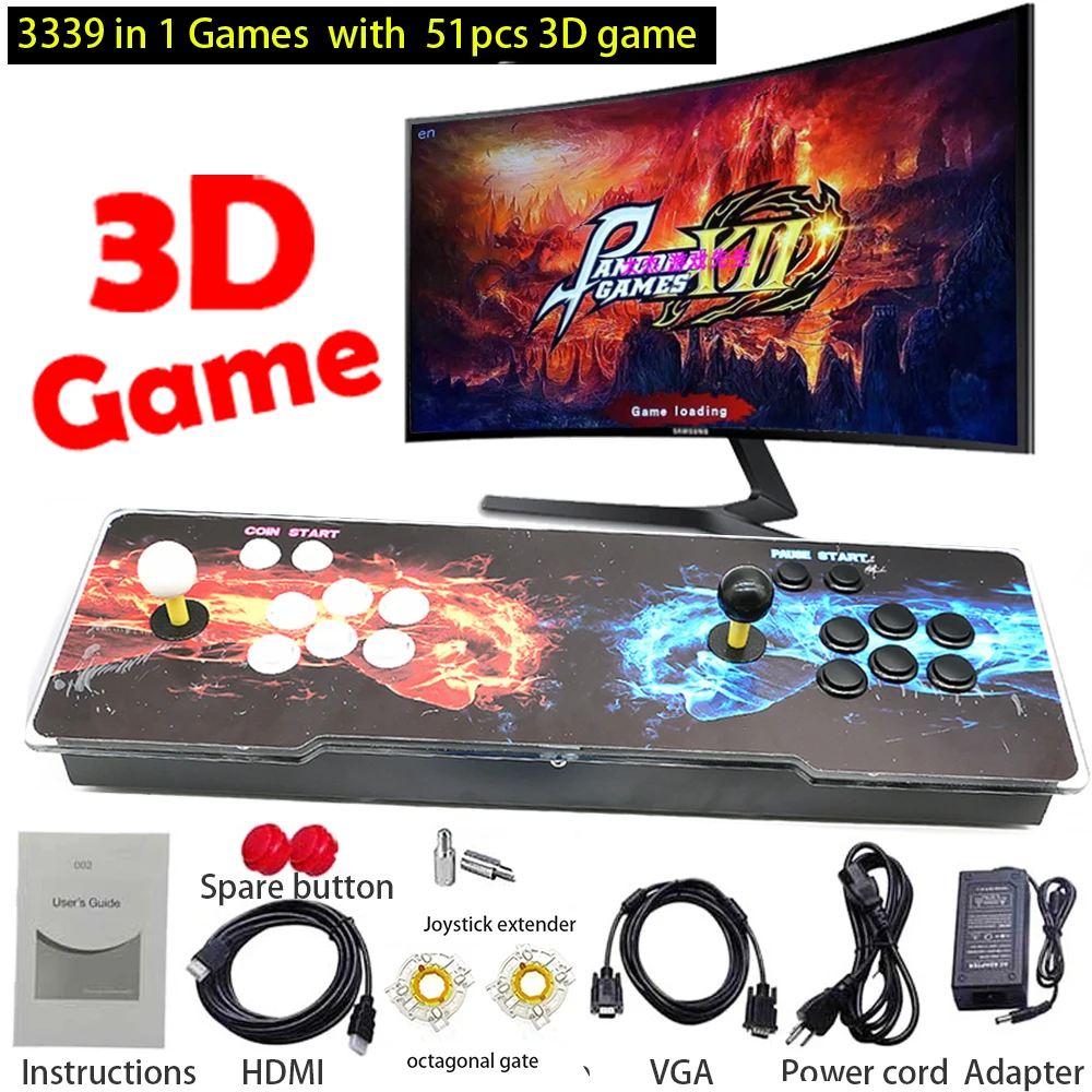 

3D Pandora Box 12 4236 In 1 Game Arcade Joystick Console Mini Two Player Machine Retro PC PS3 Controller USB Board