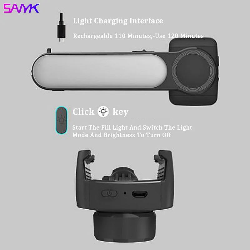 SANYK Gimbal Stabilizer Single Axis Bluetooth Selfie Stick Anti-shakeTripod With Led Fill Light for Vlogging | Электроника