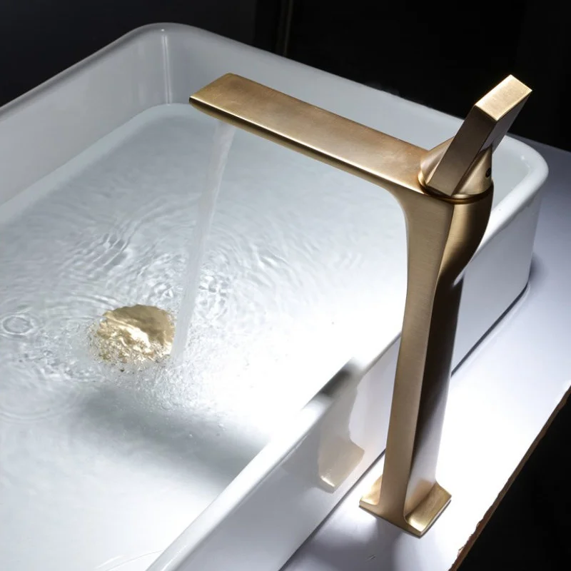 

Brushed Gold Bathroom Basin Faucets Solid Brass Sink Mixer Hot & Cold Single Handle Deck Mounted Lavatory Taps Black/Nickel