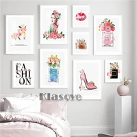 perfume cosmetic watercolor printed painting fashion clipart poster art prints canvas girl bedroom decorate wall stickers gift