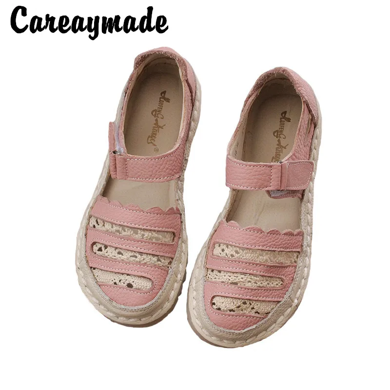 Небольшие кожаные Оригинальные сандалии ручной работы Careaymade в стиле ретро