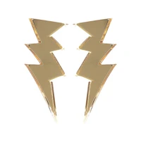 yaologe golden punk lightning shape women stud earrings shine cool acrylic jewelry new personality party accessories customized