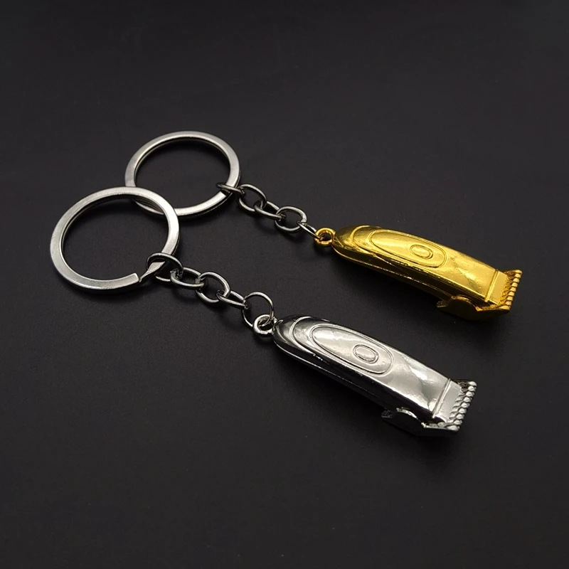 Ключница парикмахерской 2021 года с ножницами, машинкой, феном и бритвой в виде подвески на брелоке "украшение-подарок".