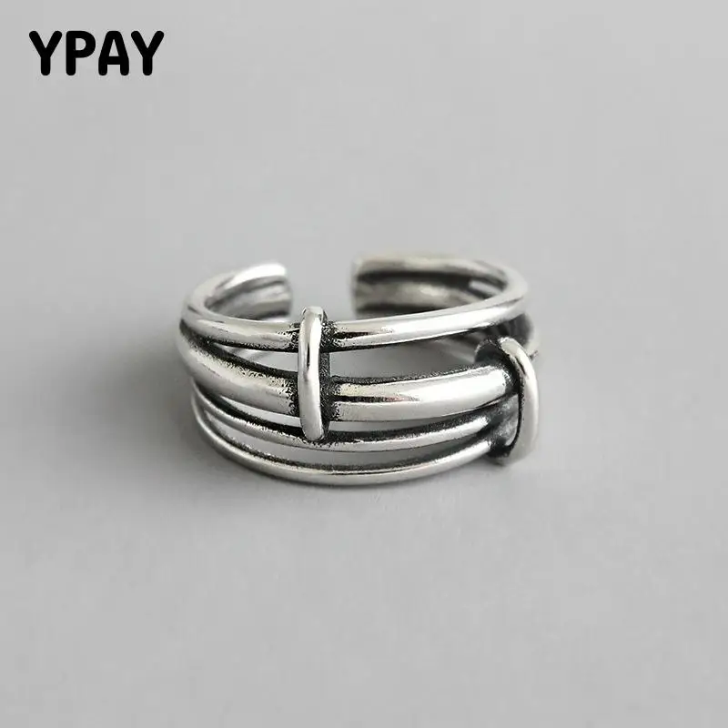 

Женское многослойное кольцо YPAY, регулируемое Винтажное кольцо из 100% серебра с инкрустацией, YMR776, 2019