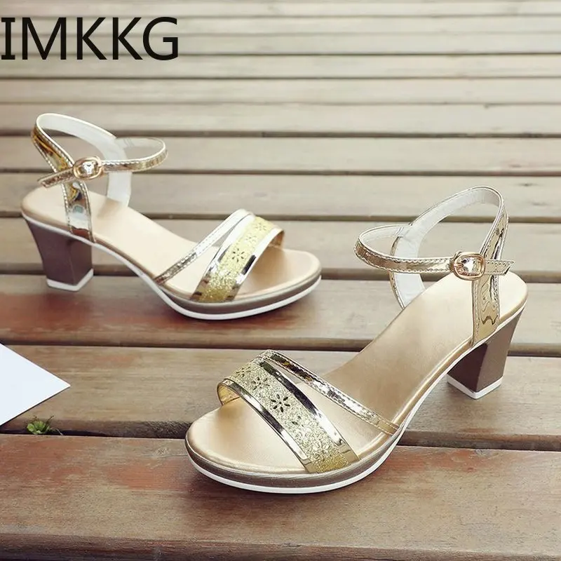 Элегантные женские летние туфли Повседневные босоножки на толстом высоком