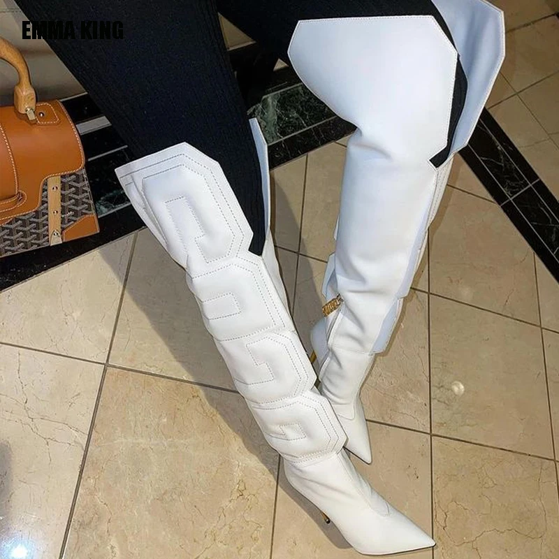 

Женские сапоги выше колена, Модные осенние сапоги с острым носком, на тонком высоком каблуке, 2021