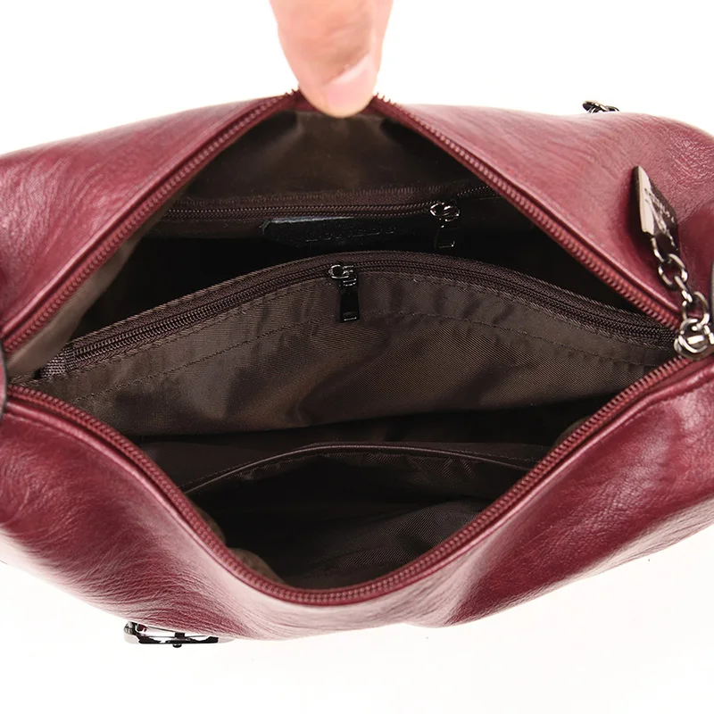 

2020 new high-quality soft PU leather ladies shoulder messenger bag designer multi-layer Single zipper bag Luxury women's bag