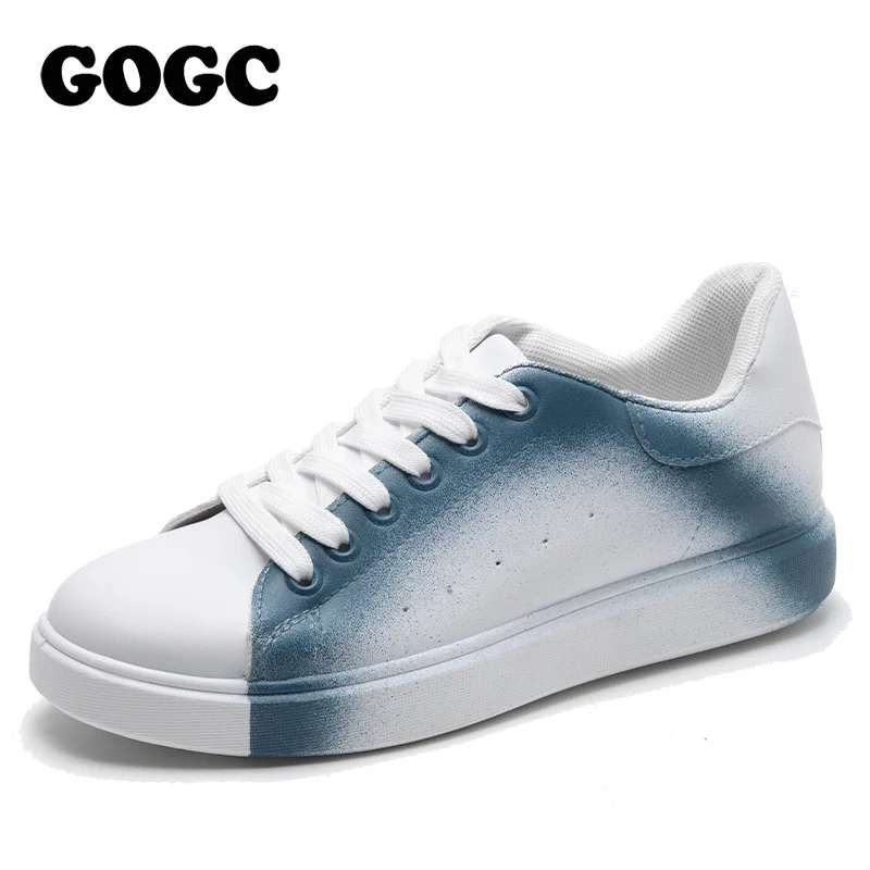 

Женские кроссовки из натуральной кожи GOGC, на плоской подошве, повседневная весенняя обувь с перекрестными ремешками, размеры 36-41, 2022