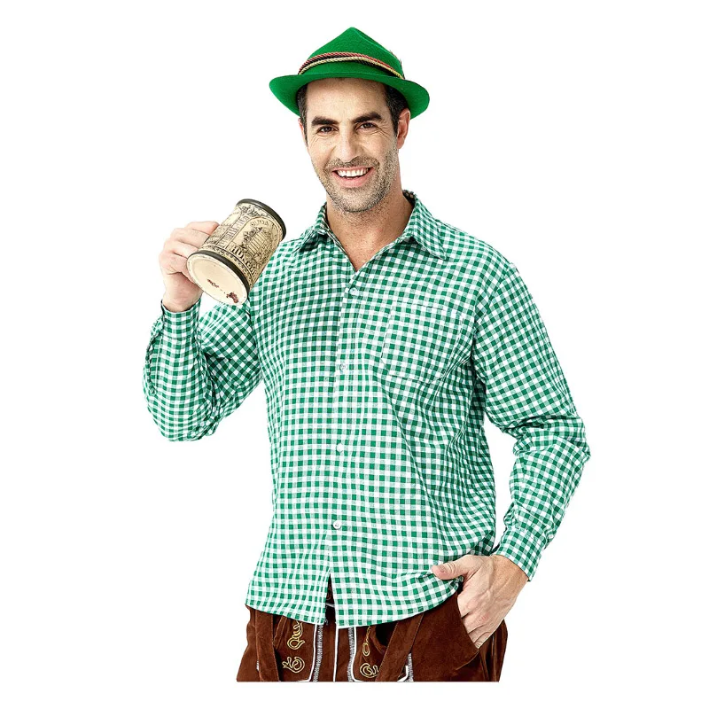 Лидер продаж мужской карнавальный костюм на Октоберфест клетчатая рубашка Lederhosen