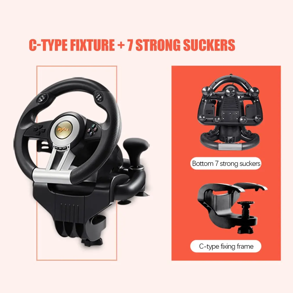 

PXN V3II Racing Game Steering Wheel with Brake Pedal for PC/PS3/PS4/XBOX ONE/SWITCH