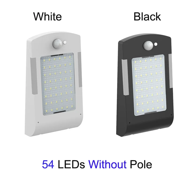 54 leds without pole Новейший 450LM 48 светодиодный уличный светильник на солнечной энергии с датчиком движения PIR лампы для садовой безопасности уличный водонепроницаемый настенный светильник s - Испускаемый цвет: 54 leds without pole
