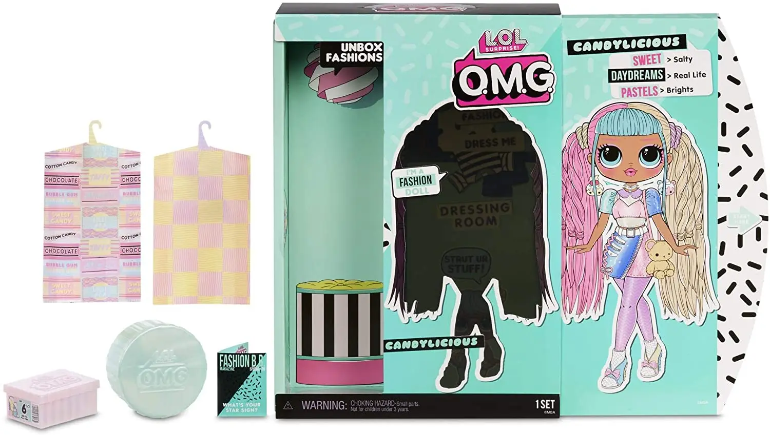 

L.O.L. Surprise! O.M.G. Candylicious Fashion Doll with 20 Surprises, Multicolor Children's Toys