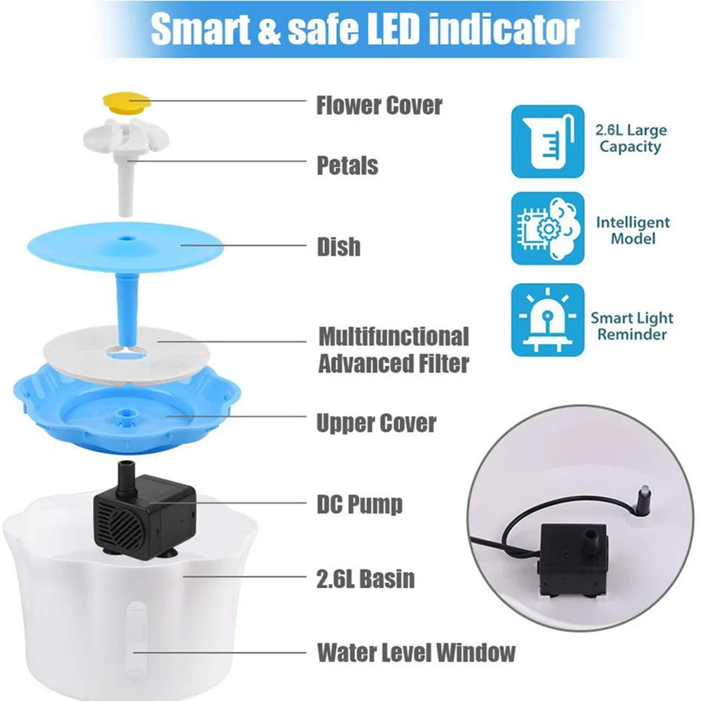 Автоматическая поилка для домашних животных кошачий фонтан л с окном просмотра