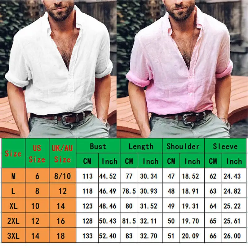 Мужская льняная блузка Рубашки Топы короткий рукав мешковатые пуговицы летняя