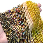 Золотые натуральные граненые бусины, маленькие круглые бусины россыпью, тигровый глаз, желтый Агат, кошачий глаз, камень 4 мм, бусины для изготовления ювелирных изделий 15 дюймов