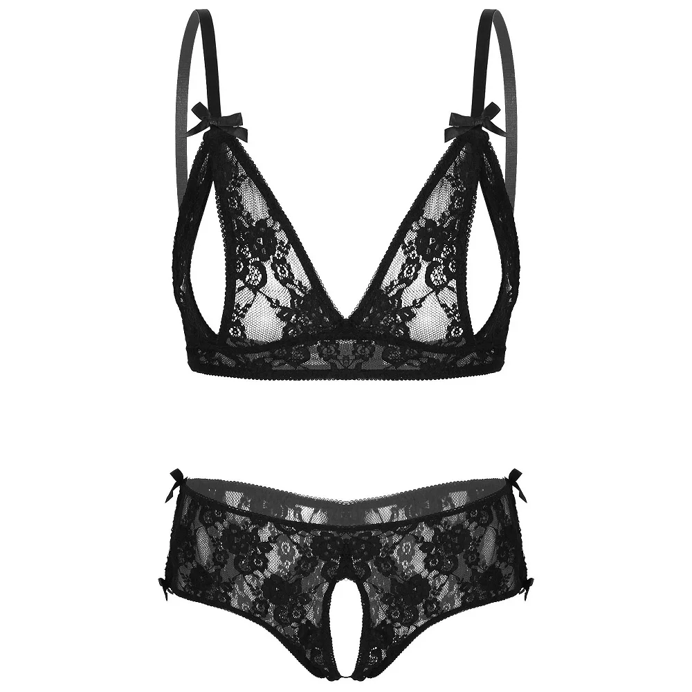 Женское нижнее белье костюм для секса кружевной бюстгальтер с вышивкой без