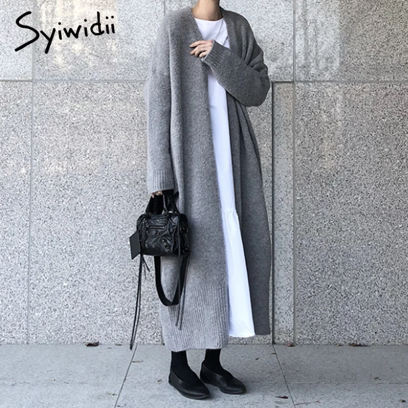 Syiwidii кардиганы женские новый длинный кардиган для женщин Элегантный женский