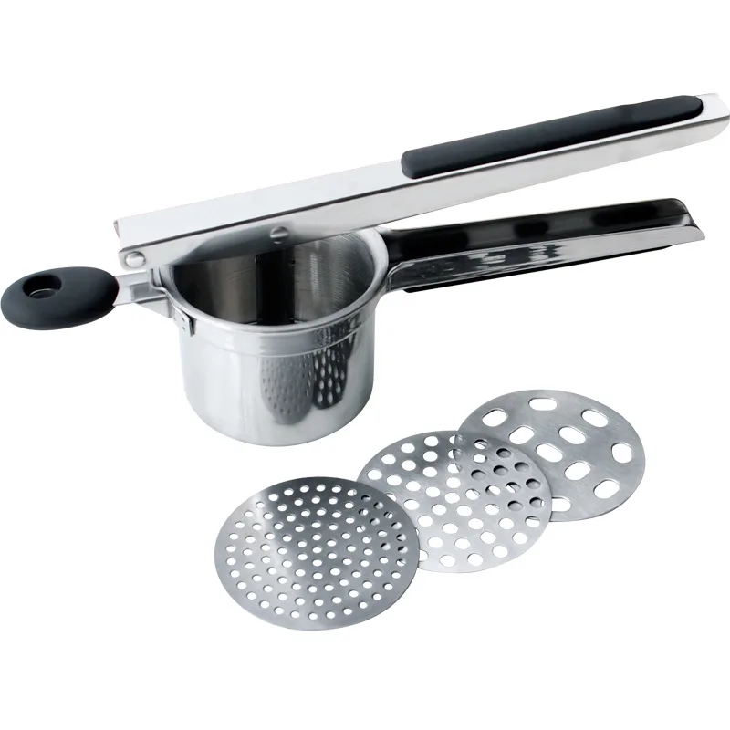 

Potato Masher and Rice Mill Manual Juicer Squeezer Puree Vegetable and Fruit Squeezer Stainless Steel Kitchen Cooking Tools