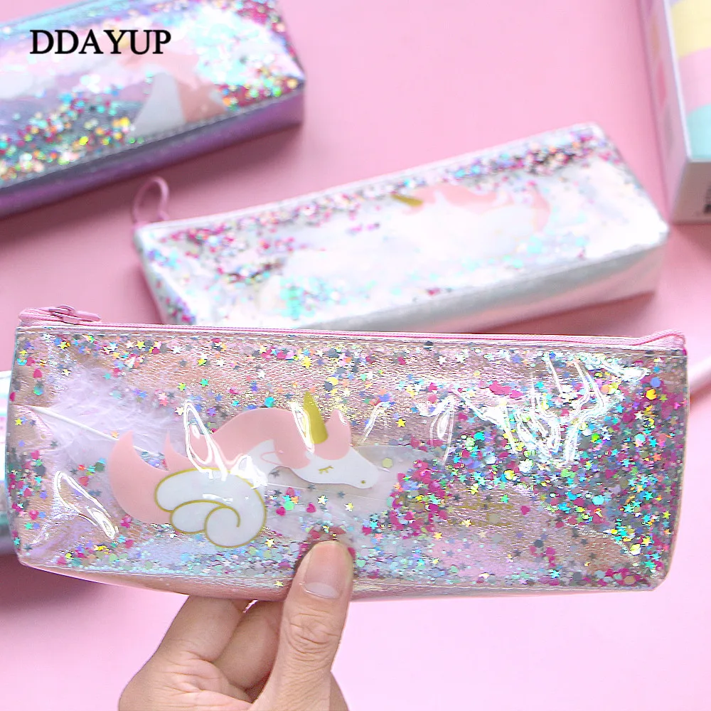 Чехол карандаш в виде единорога милый кавайный блестящий чехол из искусственной