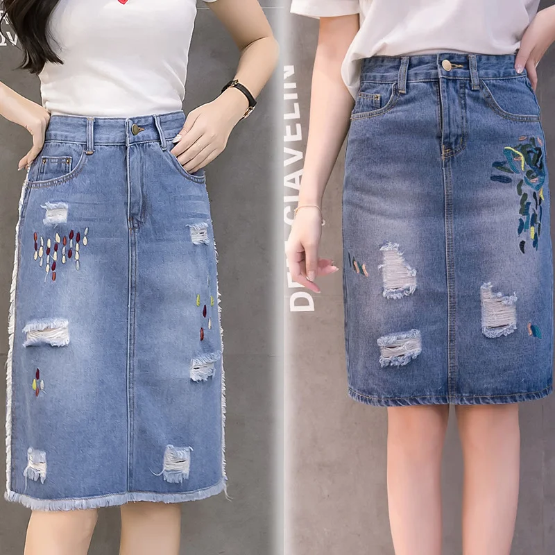 Женская длинная джинсовая юбка трапециевидная винтажная с высокой талией и