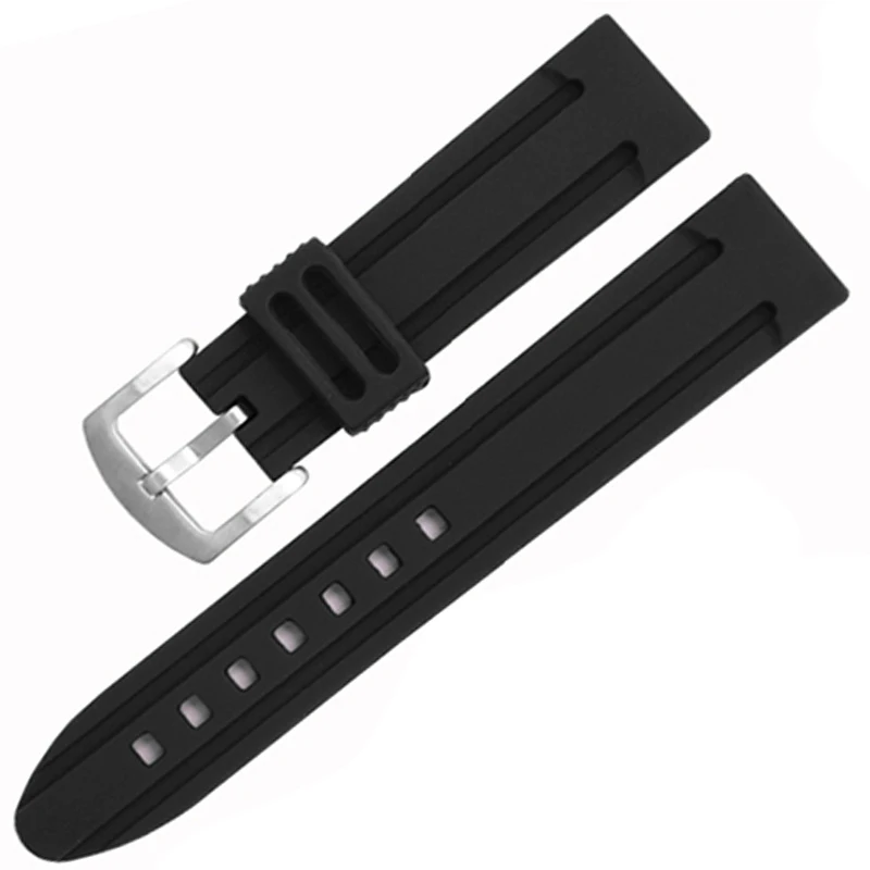 22mm 24mm Silicone Watch Band Strap Sport Soft Diving Rubber Clock Watchbands Stainless Steel Pin Buckle Bracelet Accessories