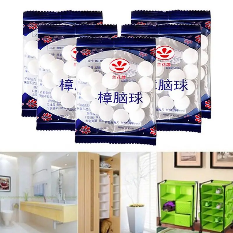 

20 Pcs/bag Household Mothballs Anti-mold Moth Repellent Camphor Ball Pest Control Home Cloth Bedroom Wardrobe Drawer Deodorizer