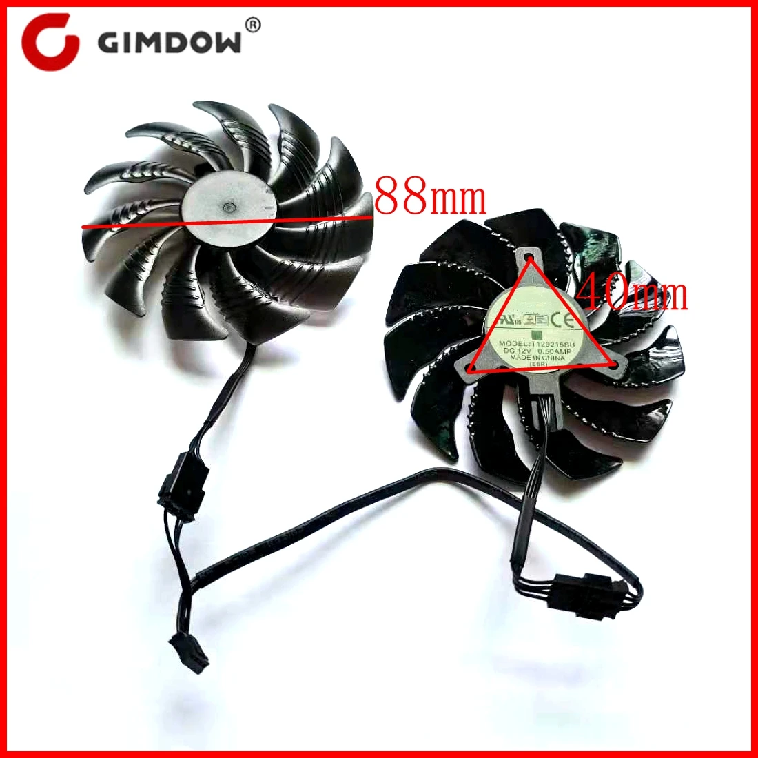 2pcs/lot PLD09210S12HH T129215SU 88mm 4pin for Gigabyte GeForce GTX1050Ti GTX1060 1070 GTX960 RX570 RX470 graphics card fan