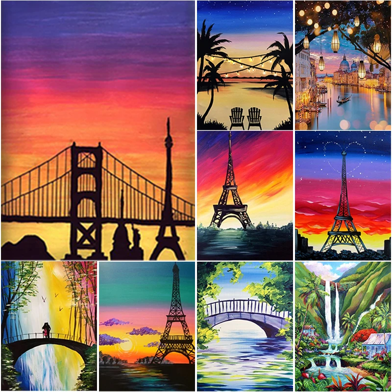 Алмазная 5D картина сделай сам полноразмерная квадратная круглая на закате