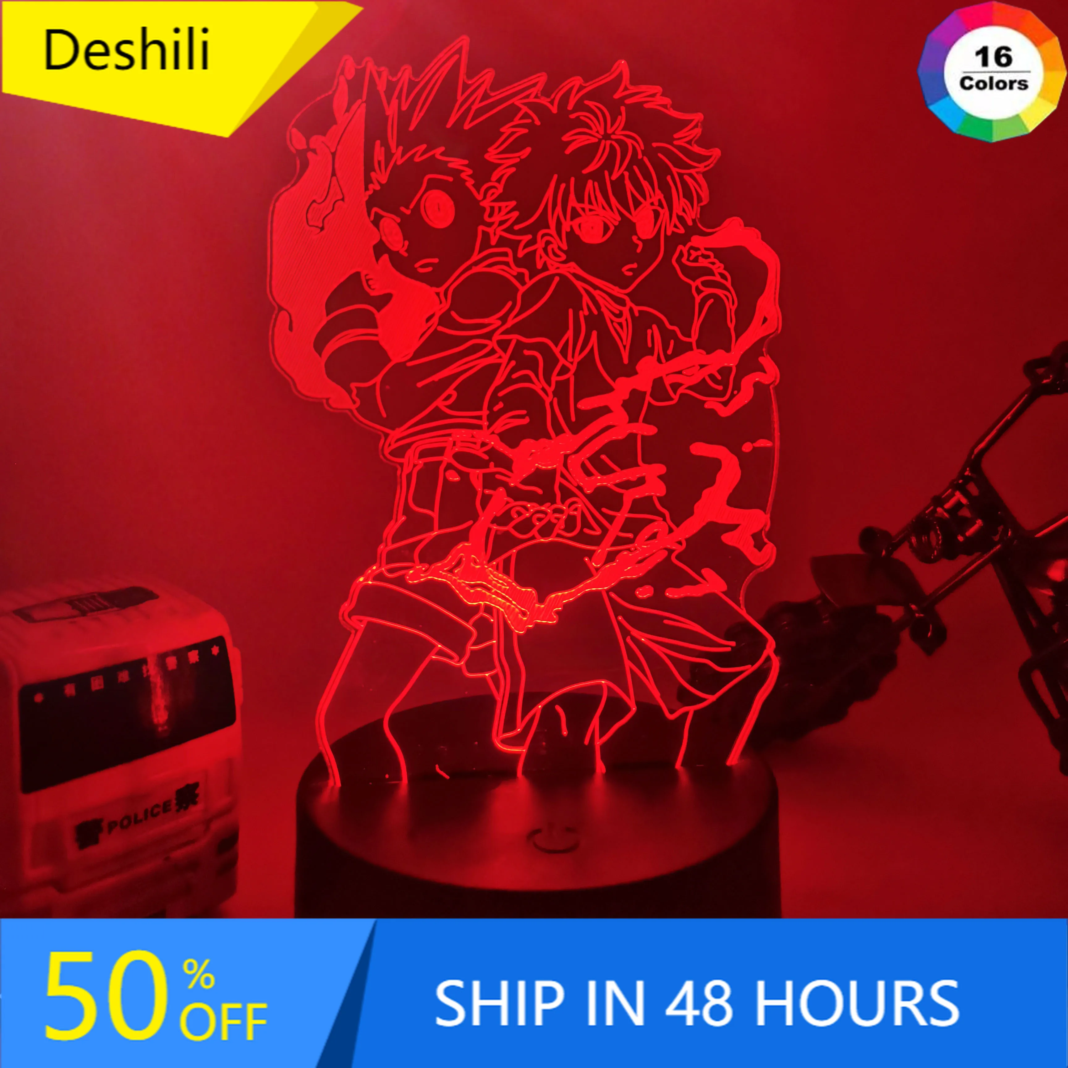 

Gon and Killua Figure 3d Night Light Anime Hunter X Hunter Nightlight for Kid Bedroom Decor Lighting Child Gift HxH Lamp Bedside