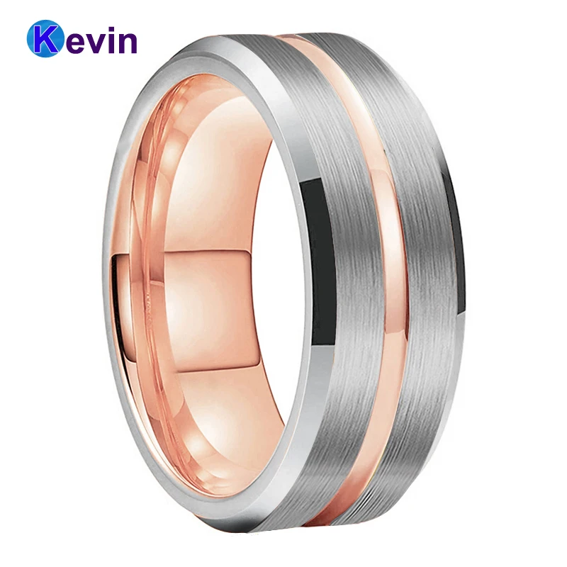 Кольцо из розового золота вольфрамовые кольца для мужчин и женщин удобные 8