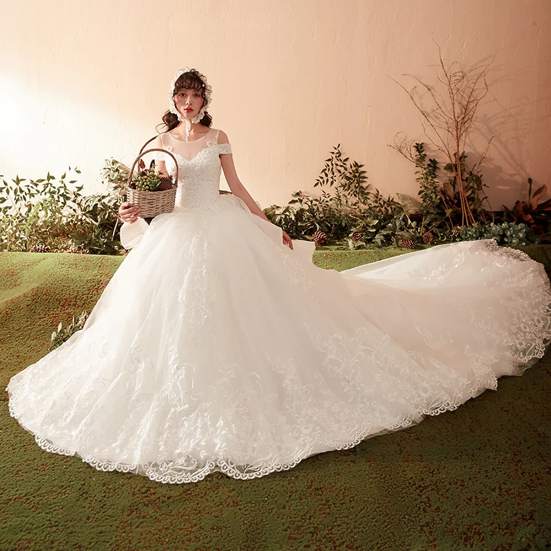 2020 свадебное платье со шнуровкой на спине фантастическое Тюлевое ТРАПЕЦИЕВИДНОЕ