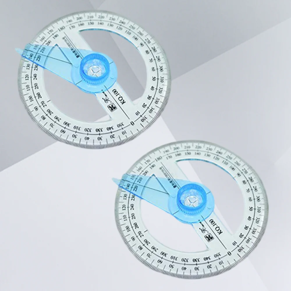 

2Pcs 360-degree Circle Protractor For Primary School Students Transparent Full Circle Goniasmometer Rotating Protractors