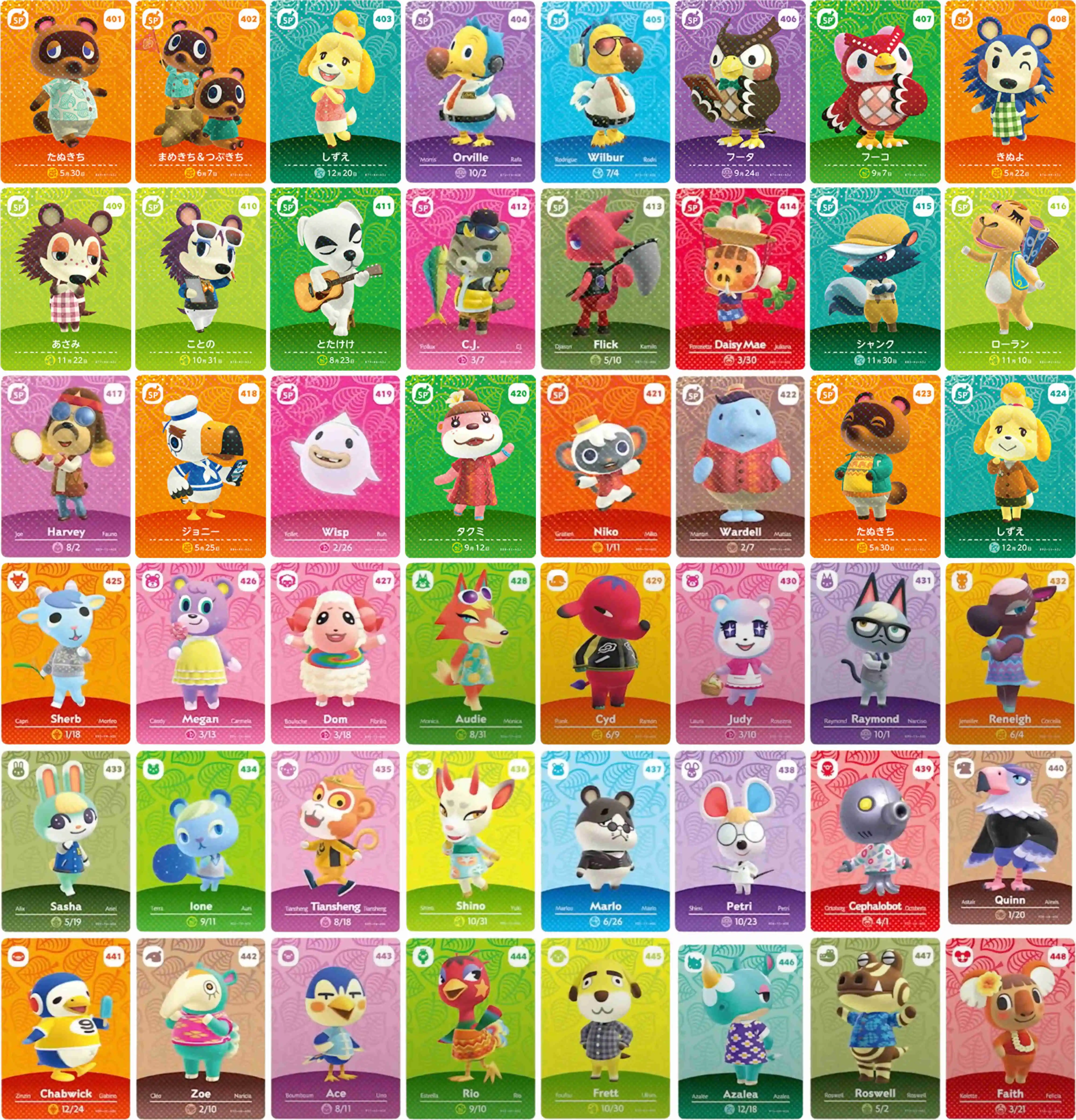 

Series 5 2021Latest Data Character Animal Ntag215 Printed Cross Mini NFC Game Card 48 Pieces