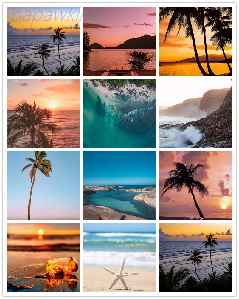 

Diy Sea Scenery Diamond Painting Seaside Coconut Tree and Waves Diamond Cross Stitch Art Rhinestone Embroidery Home Decor