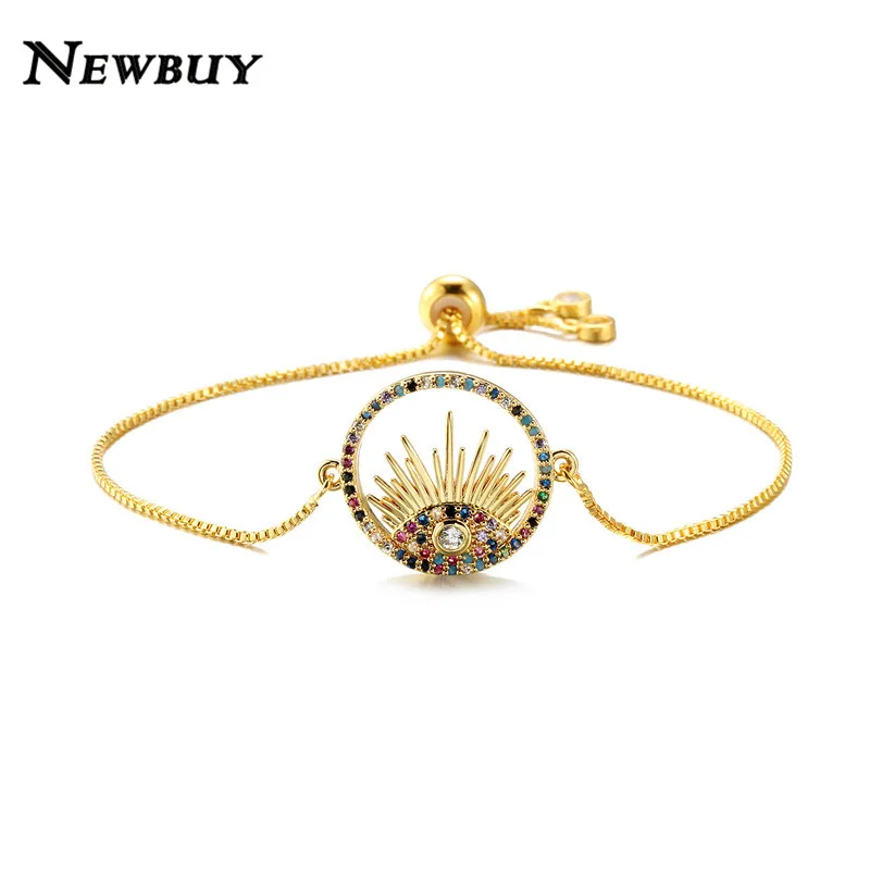 NEWBUY, высокое качество, красочные ювелирные изделия из кубического циркония, Роскошная золотая цепочка, сглаза, браслеты с подвесками, Женские Ювелирные изделия для вечеринки, Прямая поставка - Окраска металла: NBSL441
