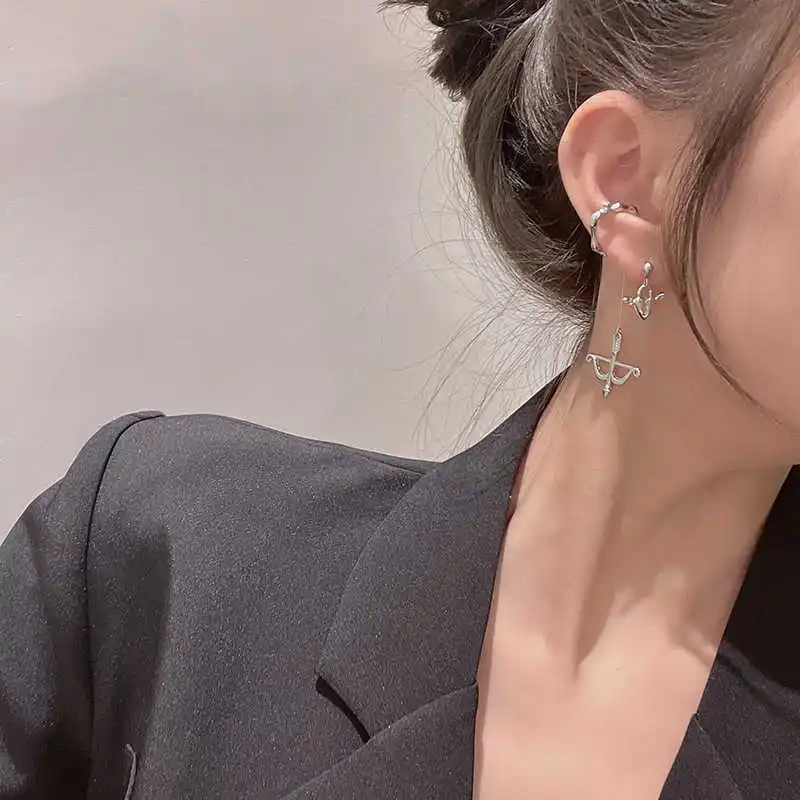 

Asymmetric Love Bow Long 2021 Vintage High Quality Earring for Women Girls European Bridal