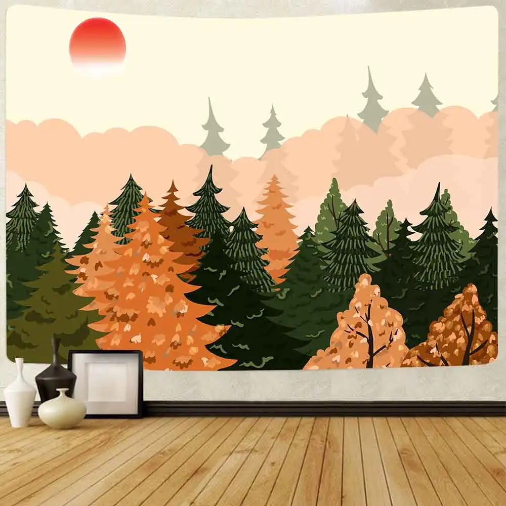 

Psychedelic Forest Tapestry Nature Scenery Tree Mountain Wall Hanging Tapestries for Living Room Bedroom Home Decor