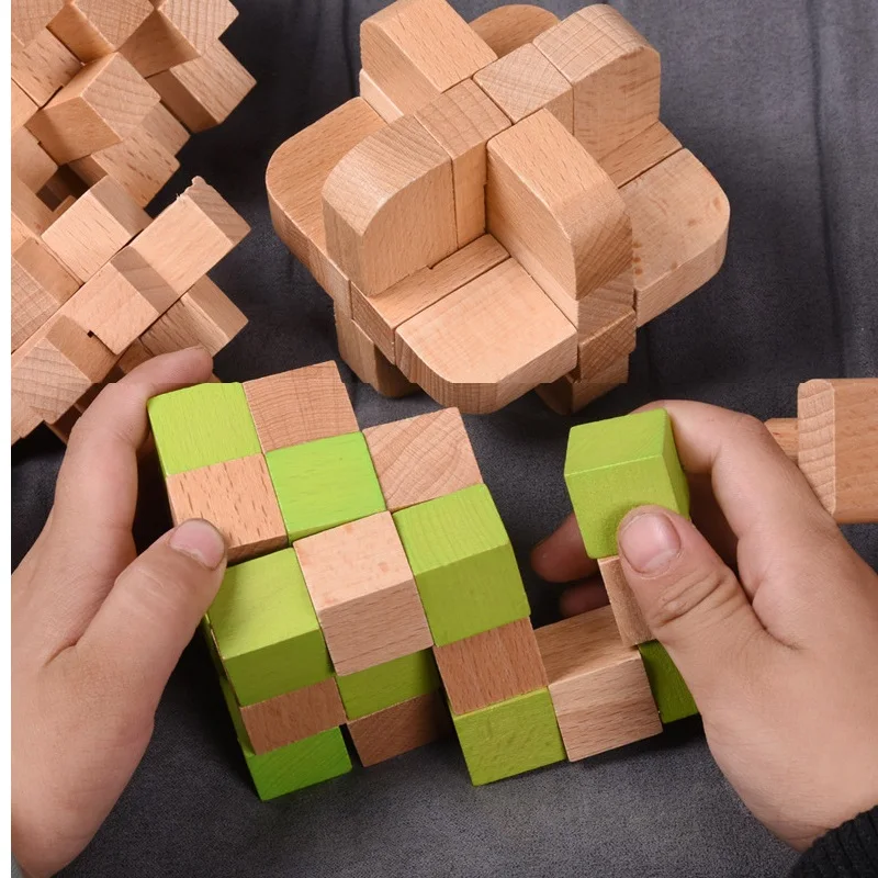 3D Деревянный блокировка Burr головоломки игры ручной работы винтажные Ming замок