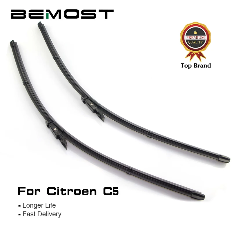 

BEMOST Car Front Window Windscreen Wiper Blades Natural Rubber For Citroen C5 ,2001 To 2017 Fit Side Pin/Pinch Tab/U Hook Arms