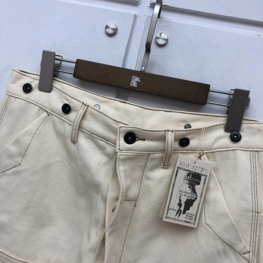 

Canvas Heavy Fabric Multi-pocket KAPITAL Cargo Pants Men Women Multi-Line KAPITAL Trousers Black Apricot Pants