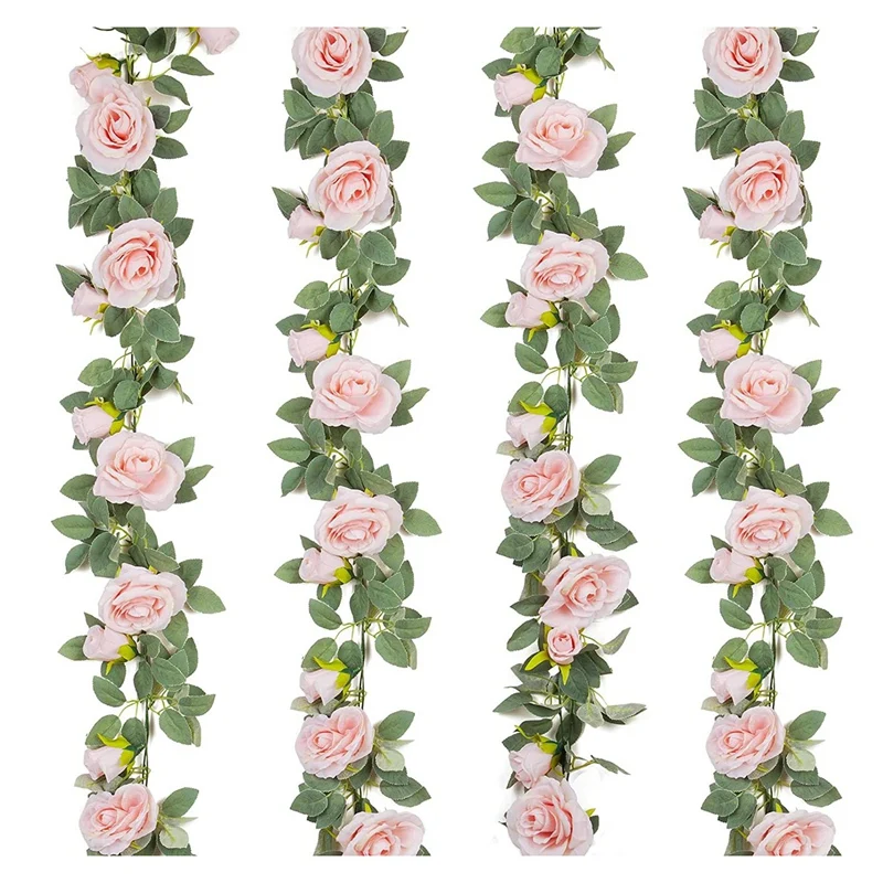 

Искусственная Роза, искусственная цветочная гирлянда из искусственного шелка, розовая роза, подвесная лоза для свадьбы, вечеринки, сада, 4 ш...