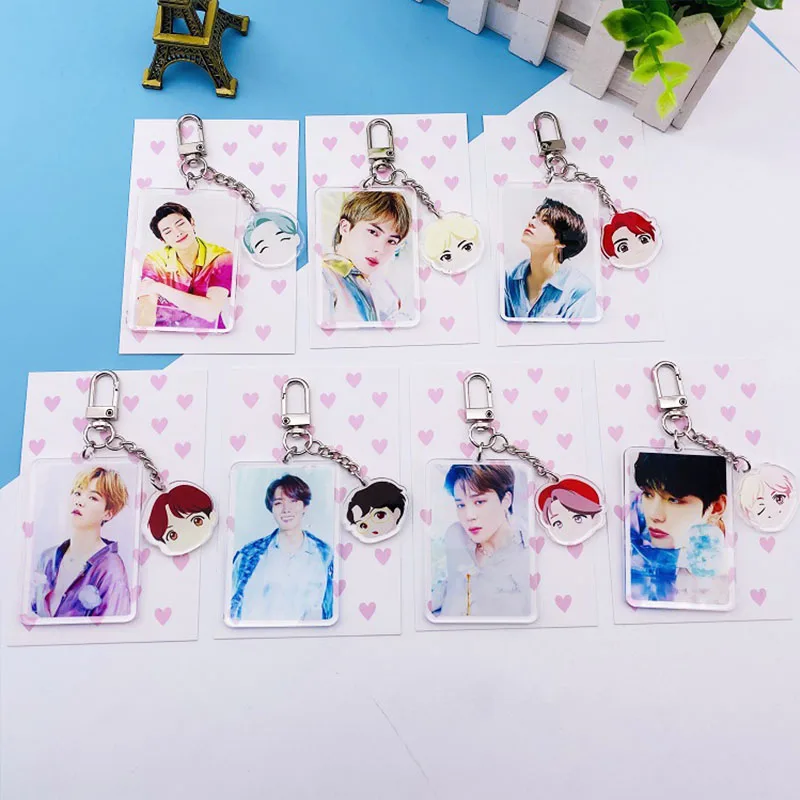 KPOP Bangtan Boys акриловый брелок с мультяшным рисунком подвеска аксессуары JIN JK SUGA для