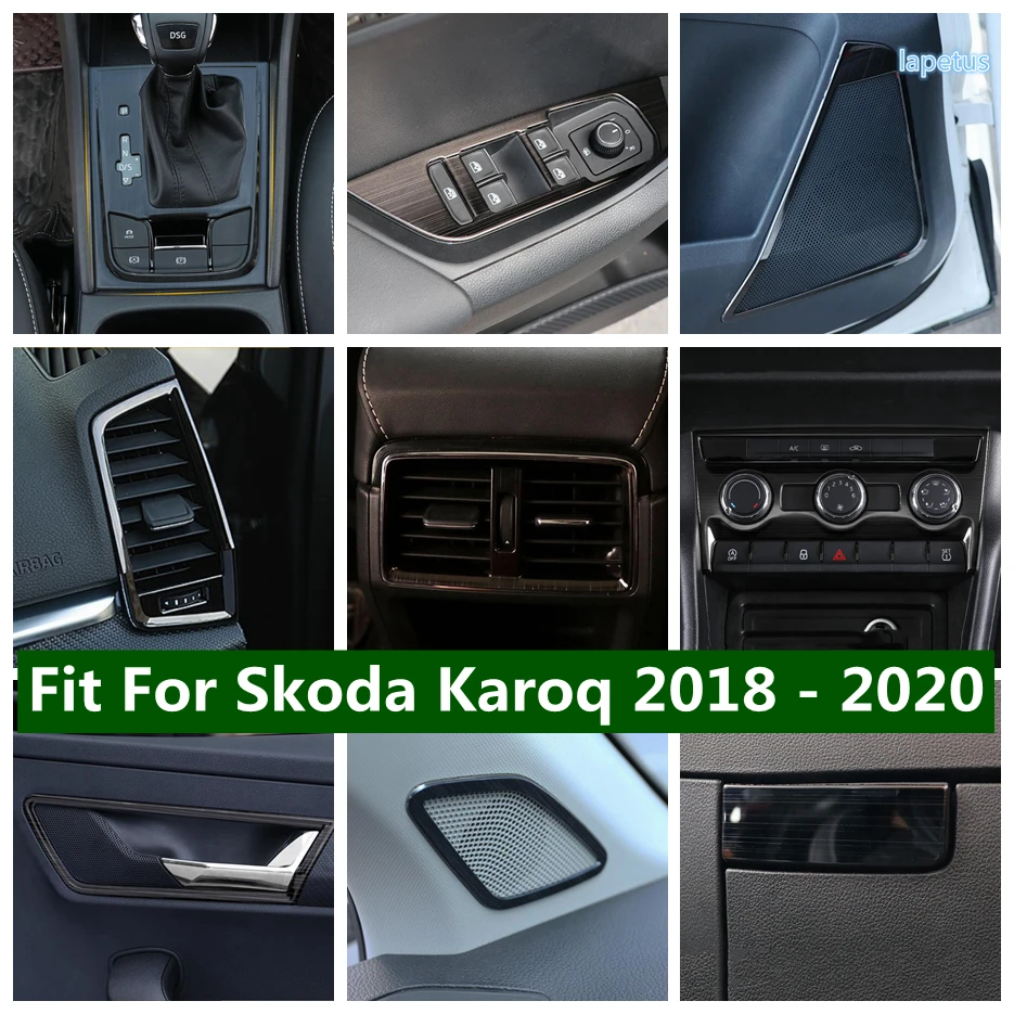 

Loudspeaker / Window Switch / AC Vent / Glove Box Sequins / Gear Shift Box Cover Trim Black Interior For Skoda Karoq 2018 - 2022