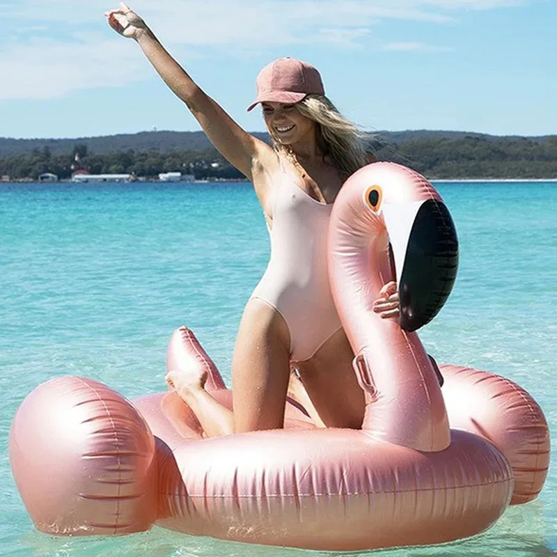 

Rose Gold Inflatable Flamingo Swimming Float Tube Raft Adult Giant pool Float Ride-On Swimming Ring Summer Water Fun Pool Toys