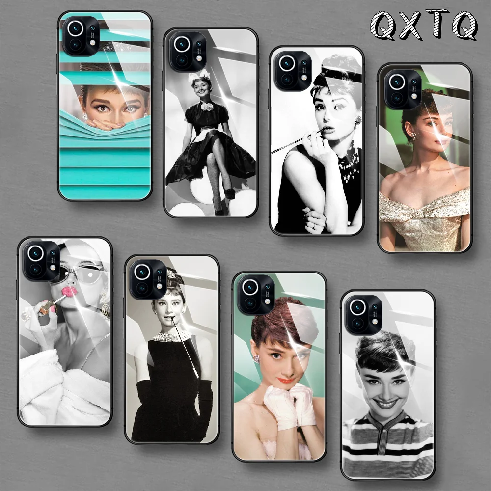 

Audrey Hepburn Fashion Tempered Glass Phone Case For Xiaomi Mi 8 9 10 11 T Max Pro Lite Poco F X 2 3 Nfc Ultra Cover Cell Funda